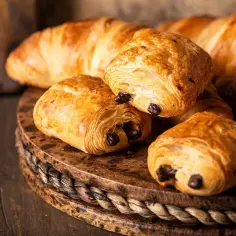 Chrupiące rogaliki i pain au chocolat, idealne, gdy pieczemy ciasto francuskie w odpowiedniej temperaturze.