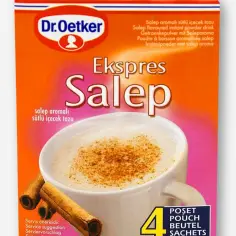 Dr. Oetker Ekspres Salep: aromatyczny napój z przyprawą ze storczyka, podany z cynamonem.